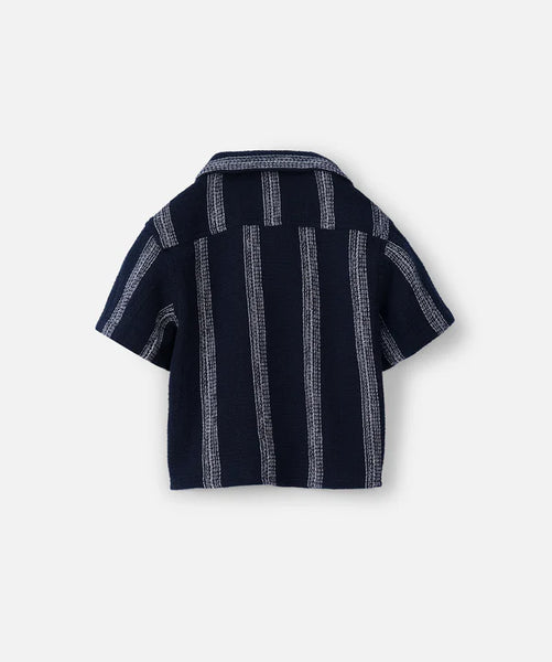 The Cefalu SS Shirt - Navy/White