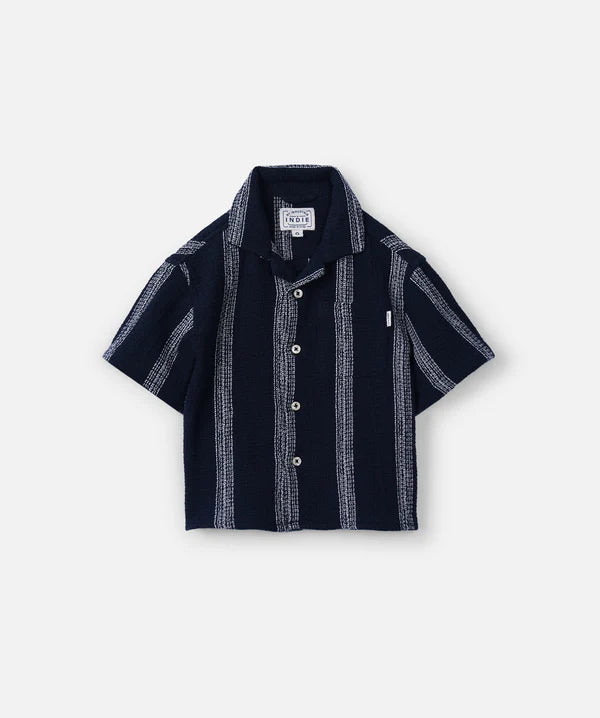 The Cefalu SS Shirt - Navy/White