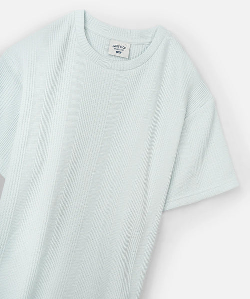 The Veneto Waffle Tee - Sky Blue