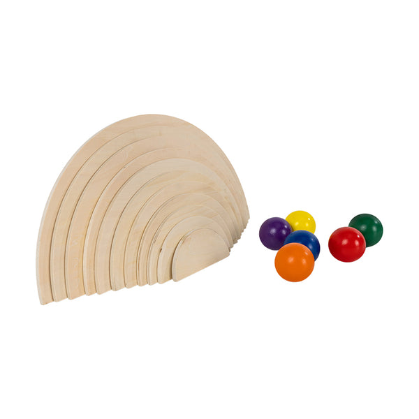 Wooden Natural Semi Circles & Rainbow Balls