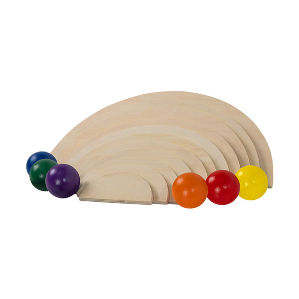 Wooden Natural Semi Circles & Rainbow Balls