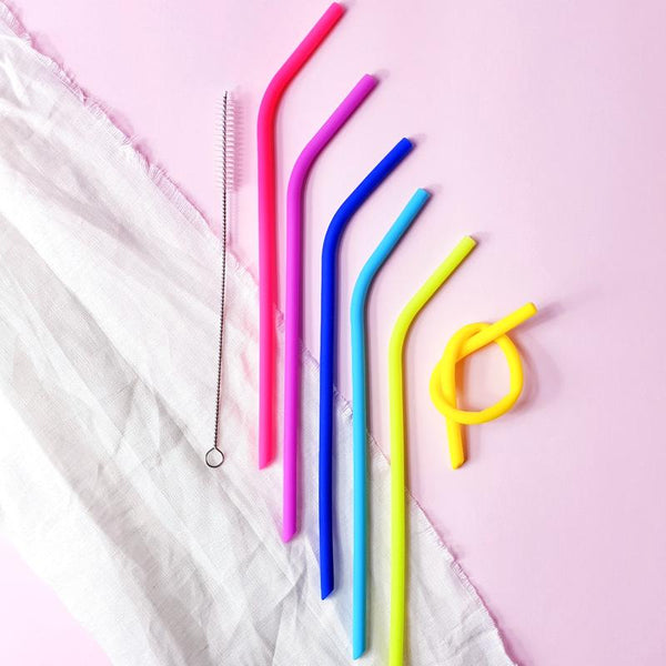 Silicone Straw Set - Rainbow